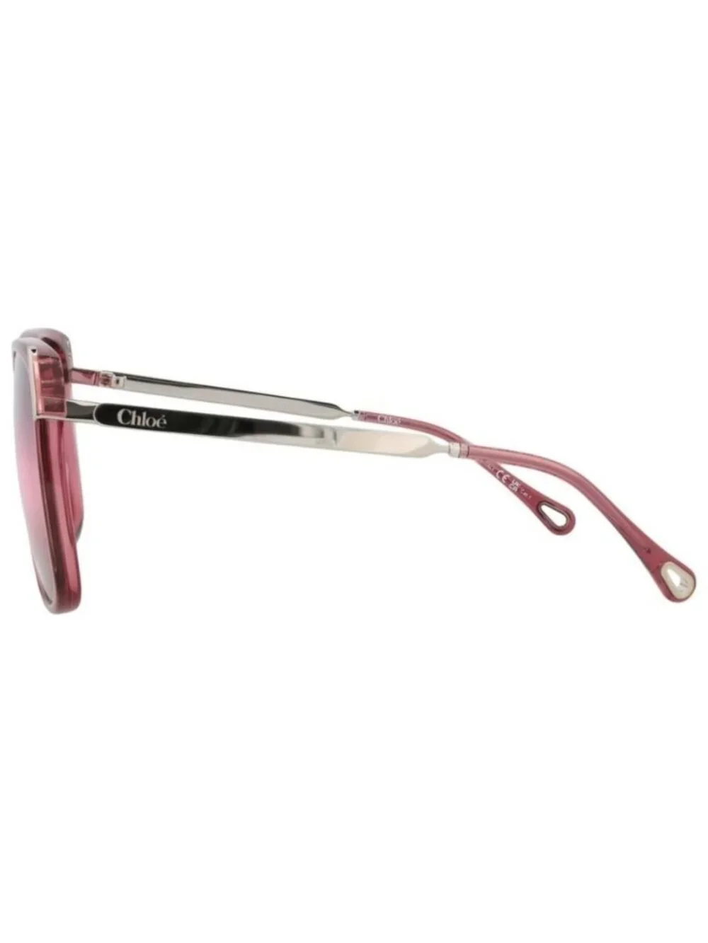 New Chloé Womens Square/Rectangle Burgundy Silver Red Fashion Designer Sunglasse